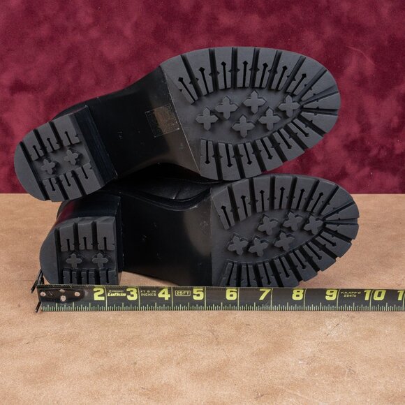 Tory Burch Women Black Leather Miller Lace up Dress Lug Sole Boots size 7 - Picture 7 of 9